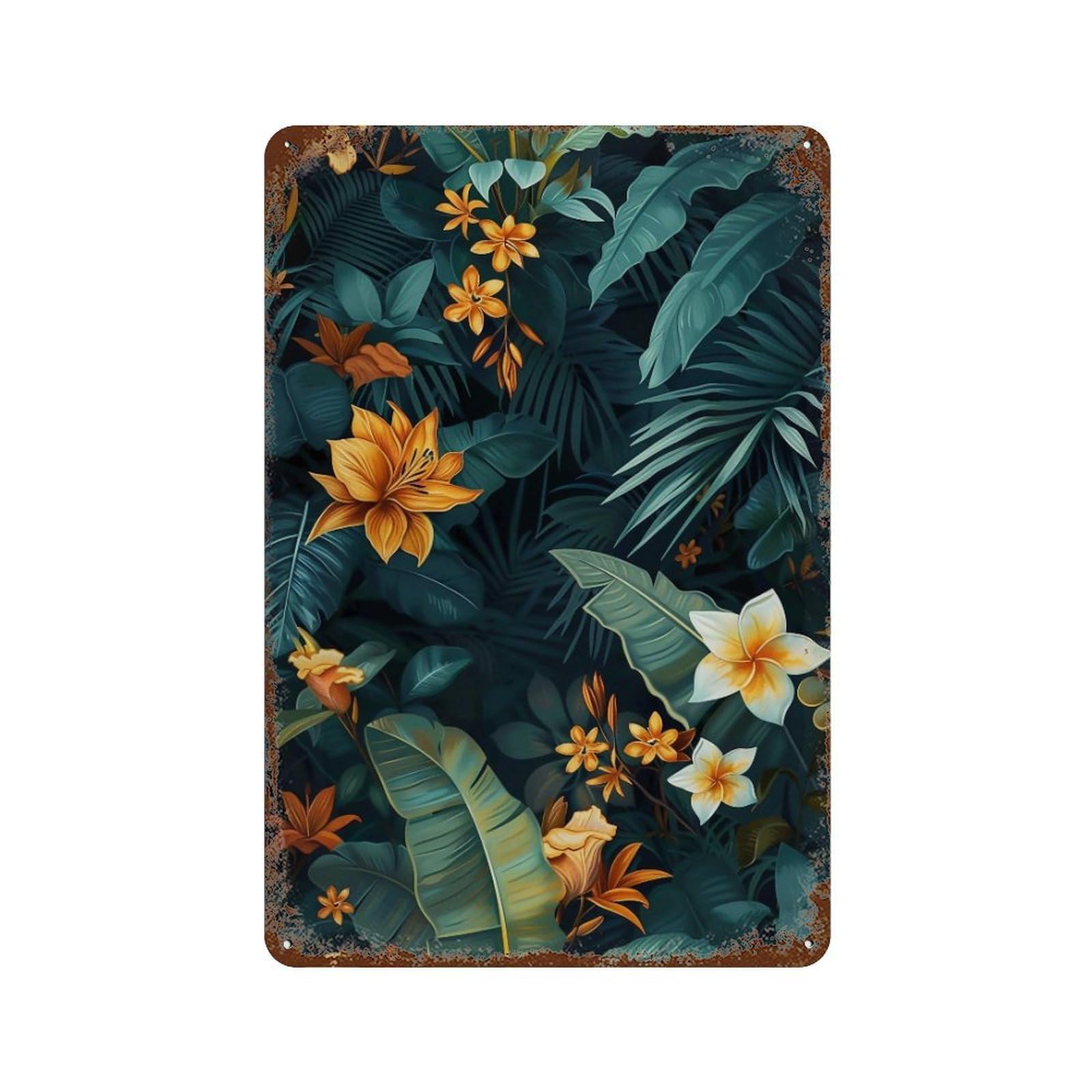 WIHYRTUI Moody Dark Foliage Vibrant Exotic Blossom Vista 04 Wall Retro Iron Metal Tin Sign Vintage Art Poster Modern Home Cofffee Club Art Bar Shop Decor Style 30x20cm