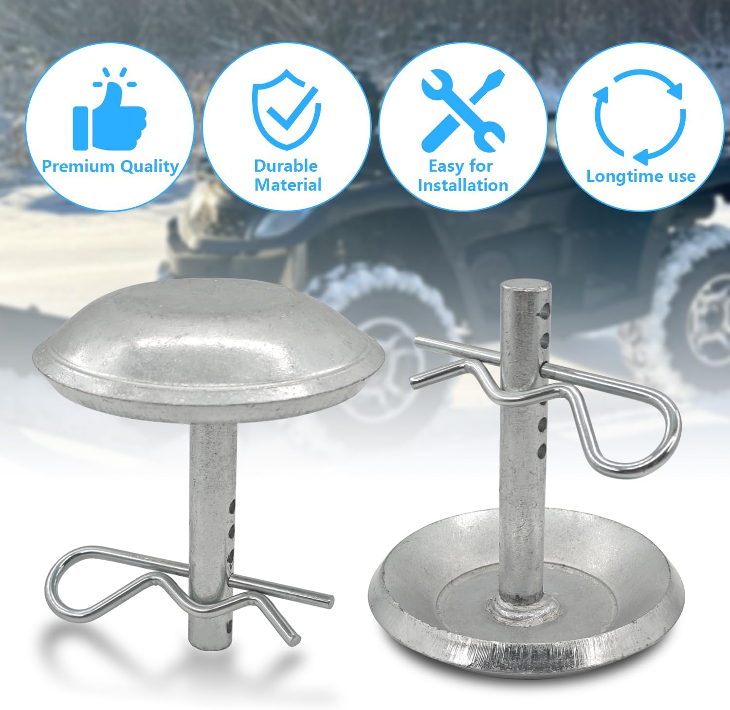 2 Pack Replacement Snow Plow Skid Shoes 2208864 2205071 Replaces Part ATV UTV Polaris,Hardened Steel Snow Plow Non-Slip Base,with Quick-Release Cotter Pins