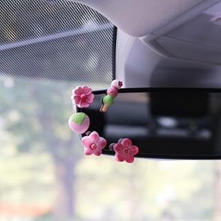 10 Pcs Pink Flower Car Accessories for Women Interior Aesthetic, Cherry Blossom Cute Car Dashboard Decorations
