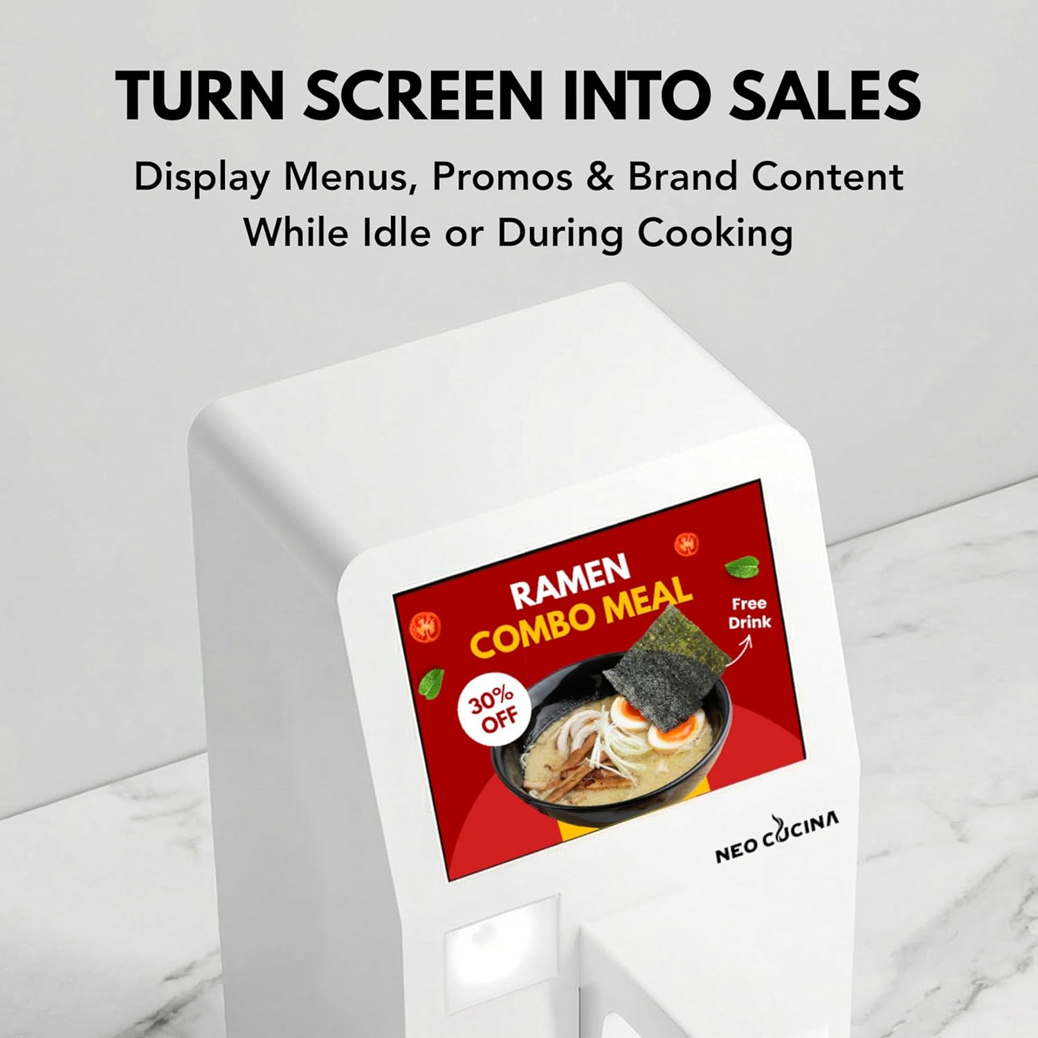Commercial Self-Serve Ramen Cooker, Instant Ramen Cooking Machine, 8 Touchscreen, One-Tap & QR Cooking, Cloud Menu Updates, ETL Certified for Boba Shops, Convenience Stores & Grocery Stores