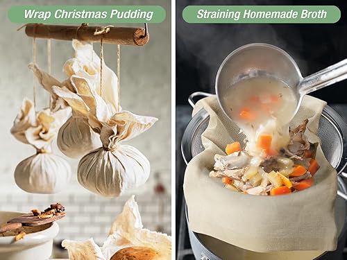 Miniatura 8 de Olicity Paños de queso, grado 90, 45 pies cuadrados, paño de queso reutilizable con bordes cerrados, gasa de algodón sin blanquear para colar, tela