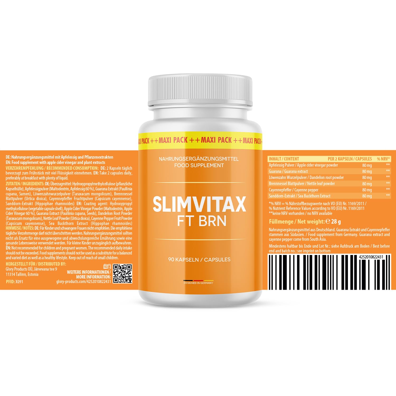 Slimvitax FT BRN Gélules | Qualité supérieure | Ingrédients de haute qualité | Contenu : 90 gélules