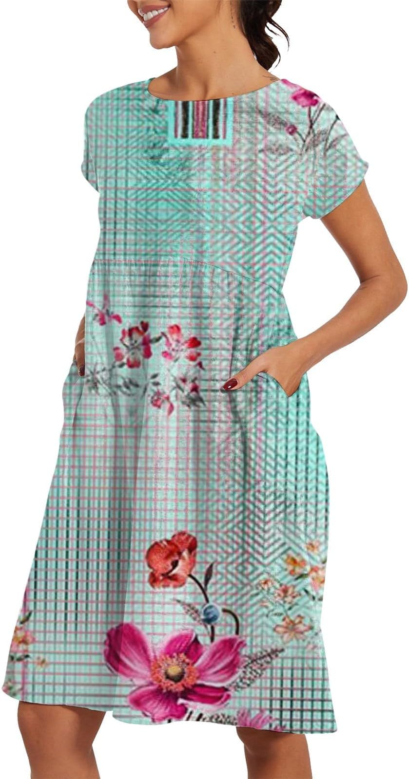 Womens Summer Dresses Fashion 2025 Short Sleeve Spring Mini Dress Casual Beach Vacation Clothes Dresses