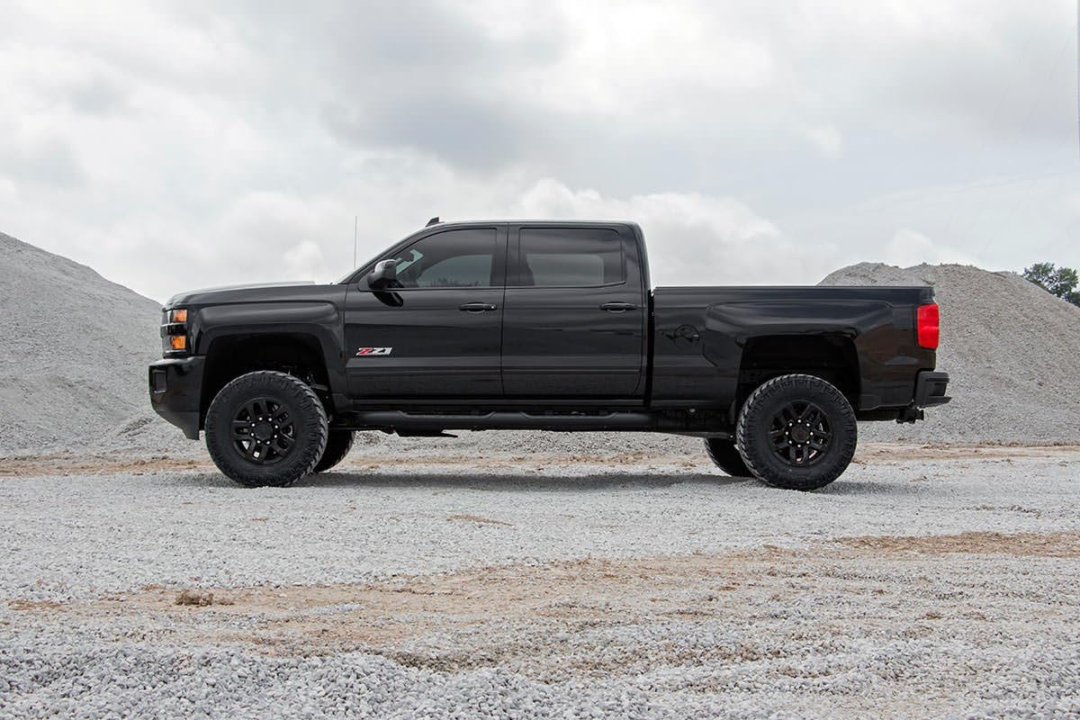 Chevy/GMC truck with Rough Country 3.5 inch lift kit, side profile