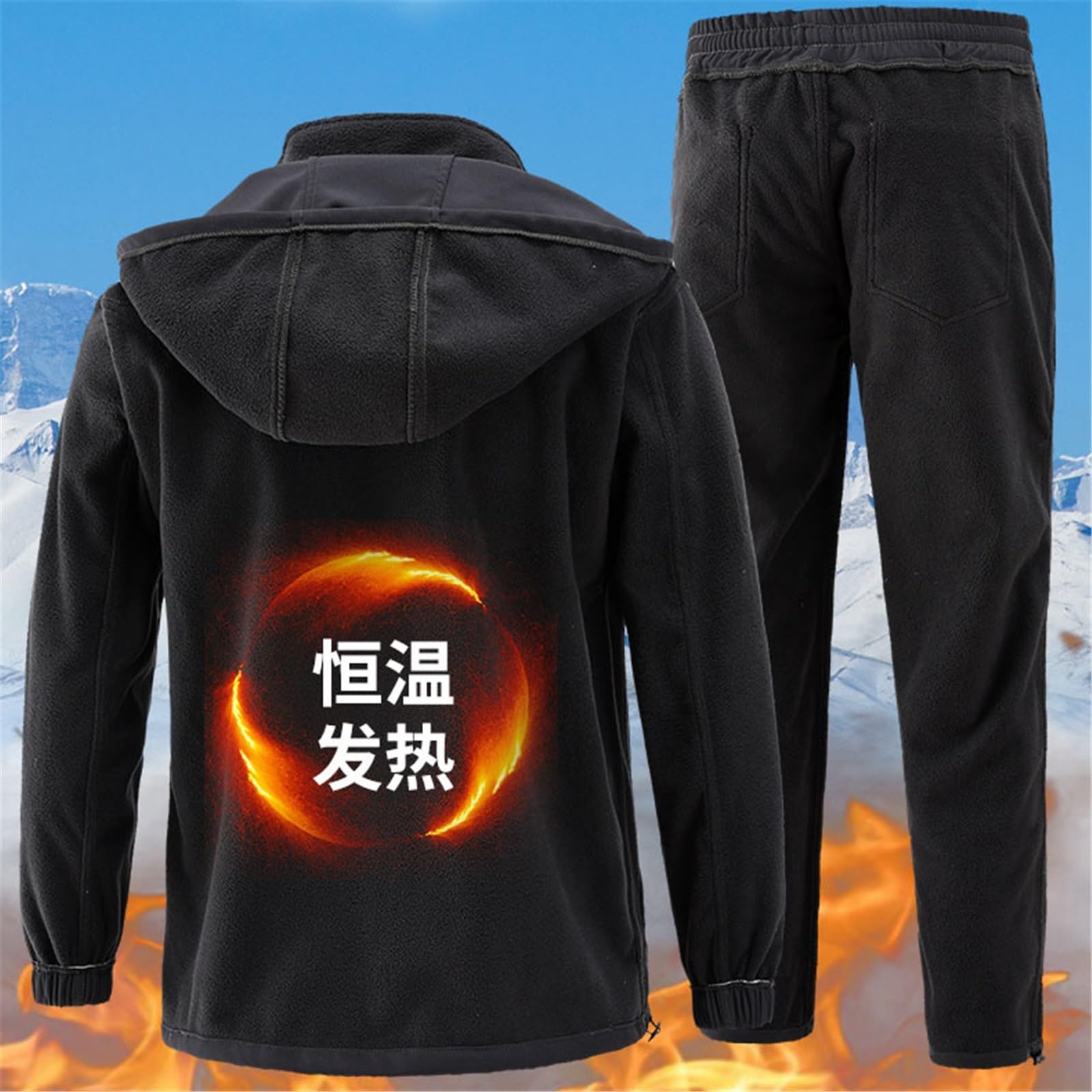 CLSQLXYJZC Set Di Tute Da Neve Da Uomo, Set Di Tute Da Sci Da Snowboard Per Esterno Con Cappuccio Caldo Riscaldato Invernale Per Uomo, Set Di Tute Da Sci 2 Pezzi Antivento Impermeabili