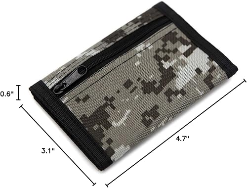 Miniatura 7 de Cartera de bloqueo de RFID (identificación de frecuencia de radio) de tres partes de lona, para deportes al aire libre, para niños. Cartera de