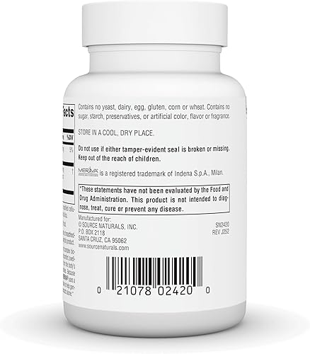 Miniatura 4 de Source Naturals Cúrcuma con Meriva para una respuesta inflamatoria saludable* - 500 mg, 60 tabletas