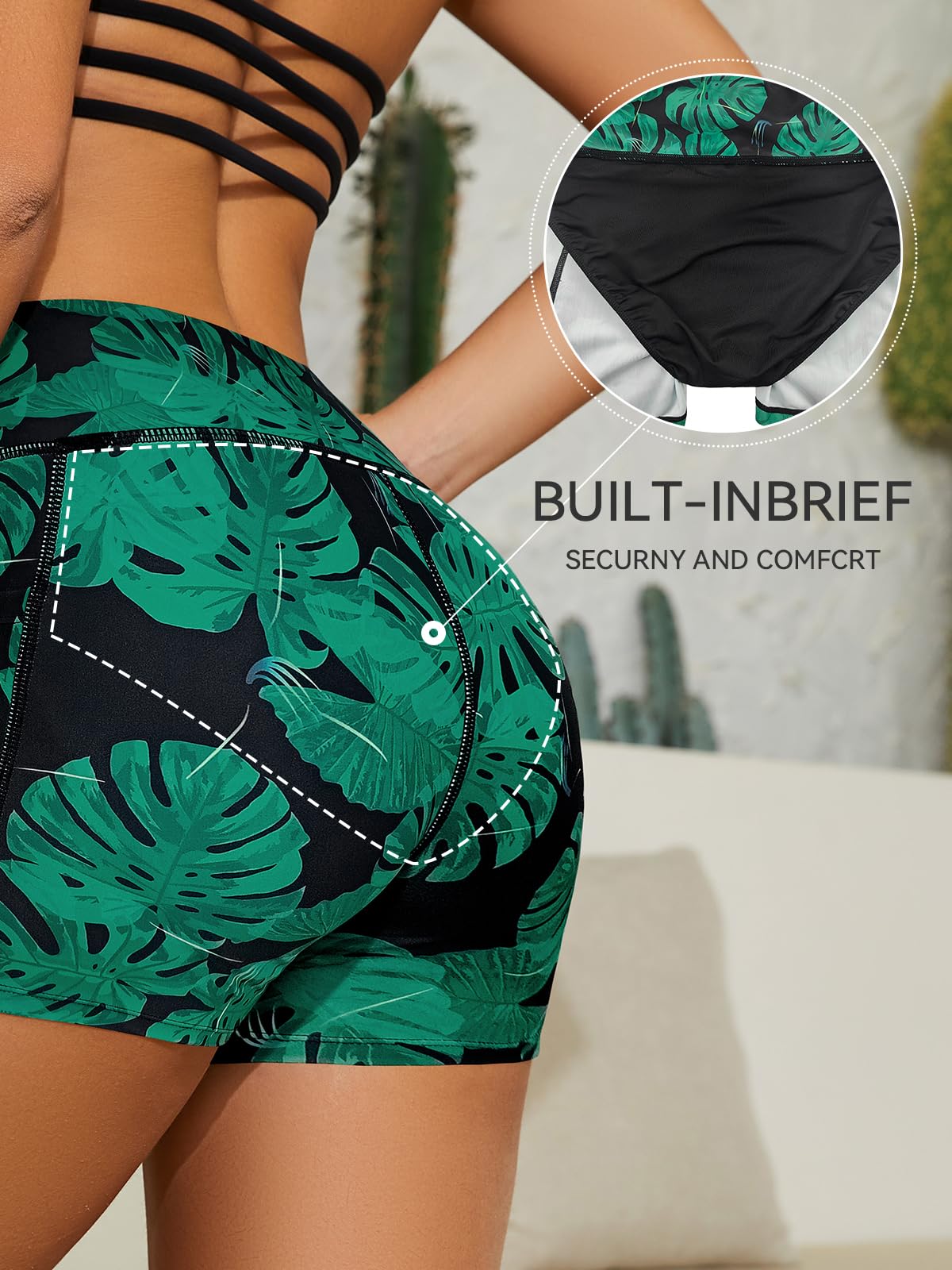 SHEKINI Costume da bagno da donna a vita alta con tasche