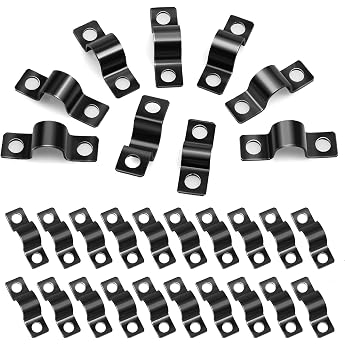 Pack of 50 Mounting Clamps U-Pipe Clamps High Performance Cable Clamps Metal Double Rod Mat Fence Attachment Accessories for Pipeline Electric Cable Empty Pipes Diameter 10 mm