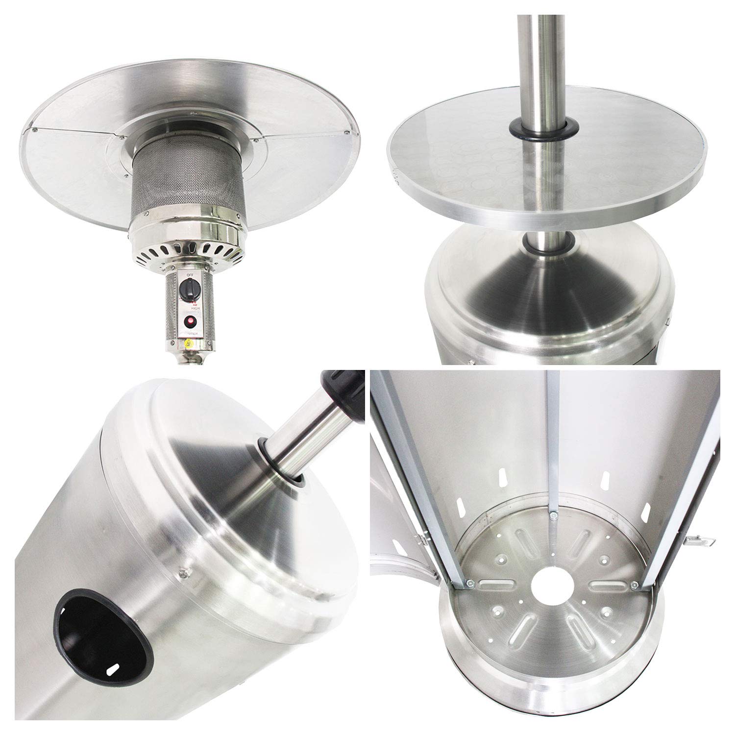 Happy Garden Parasol Chauffant Oslo - Chauffage d'extérieur au gaz INOX + Housse de Protection et Table d'appoint
