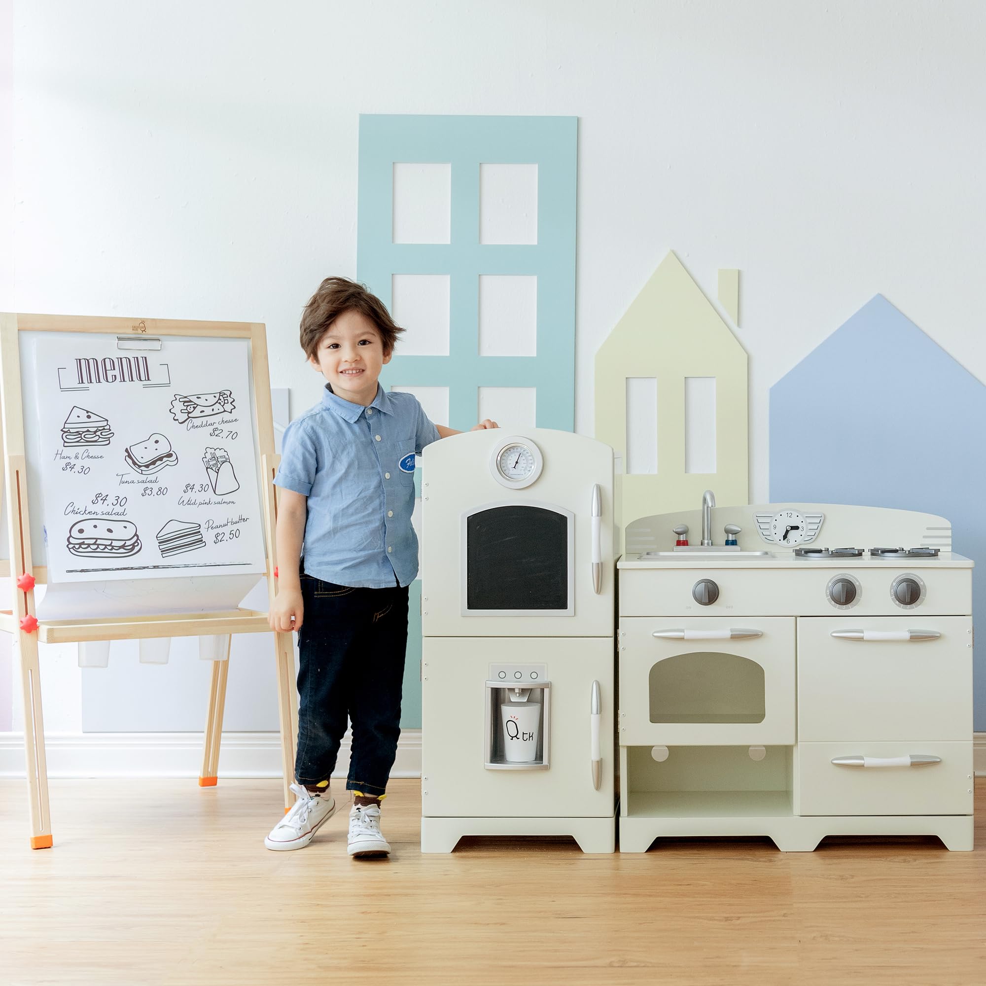 Bianca Cucina per Bambini Legno Gioco Giocattolo Imitazione TeamsonKidsTD-11413W