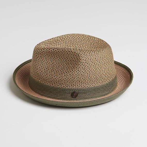 DASMARCA ENZO Two-Tone Summer Braided Crushable Trilby hat for Men and Women