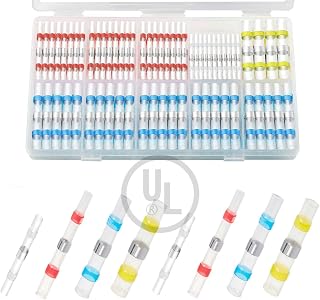 UL Listed 158pcs Heat Shrink Solder Seal Wire Butt Connectors - 12-10, 16-14, 22-18, 26-24 AWG, 4 Gauges Marine Grade Waterproof Stick Tube Kit for Motorcycle, Automotive Solderstick