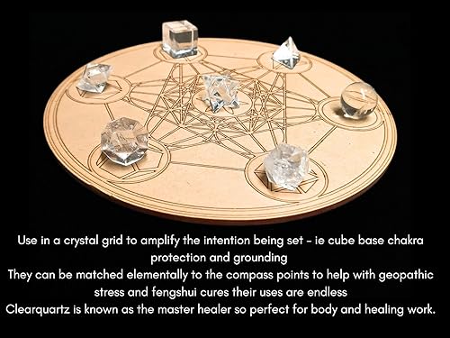 Miniatura 4 de WOW a   vidrio cuarzo 7piedras Geometría Sagrada Sets Gemstone Platonic Solid parte superior Calidad de Grado Merkaba estrella wterciopelo atractivo