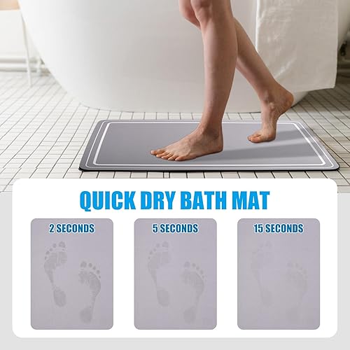 Miniatura 2 de Forieca Diatomaceous Earth - Tapete de baño de 15.7 x 23.6 pulgadas, antideslizante, de secado rápido, súper absorbente, lavable, lavable a máquina,