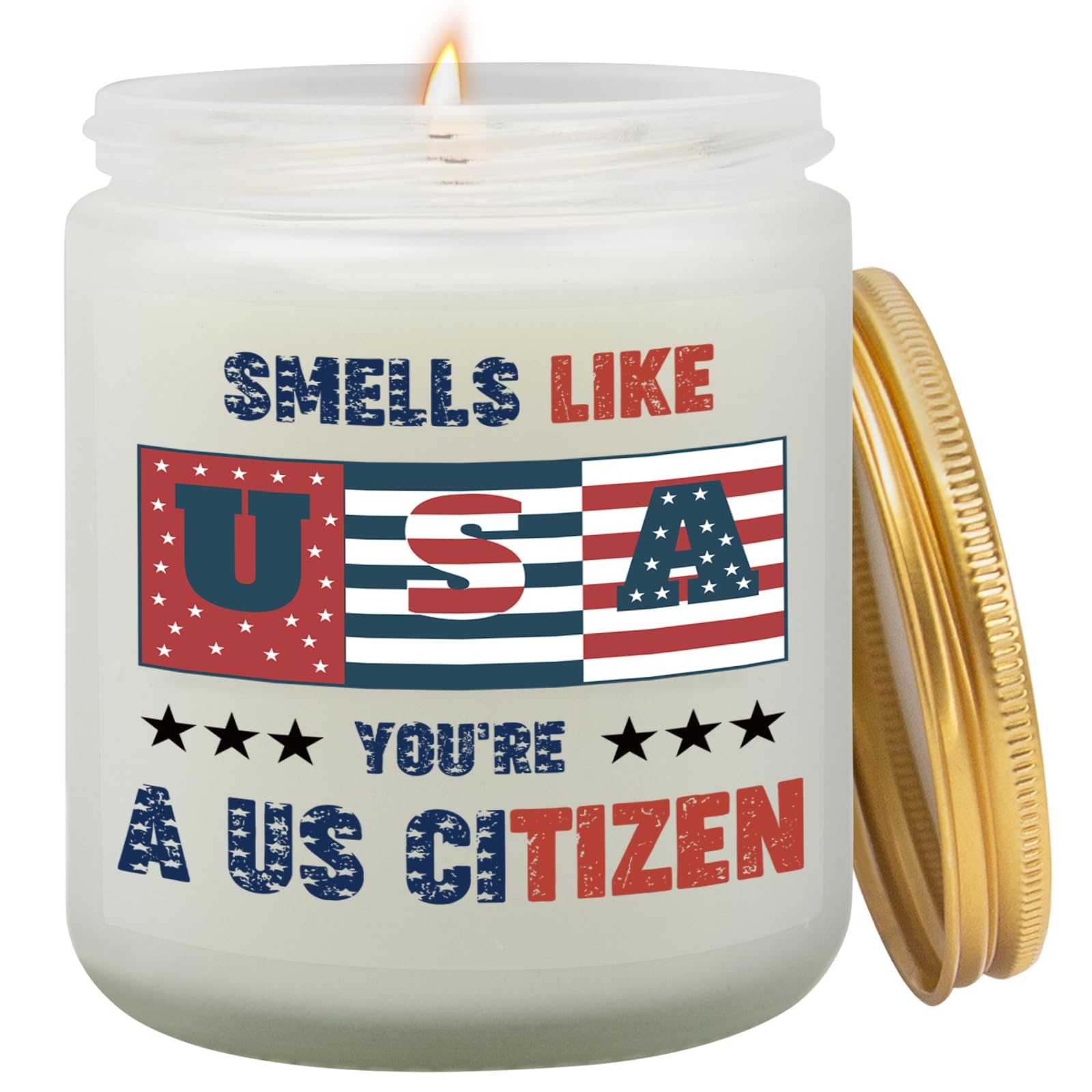 New American Citizen Gifts, Candle Gift for a New US Citizen, US Citizenship Gift for Women Men, Cool Gifts for American Citizenship, Flag Day Candle, Christmas Congratulations Present