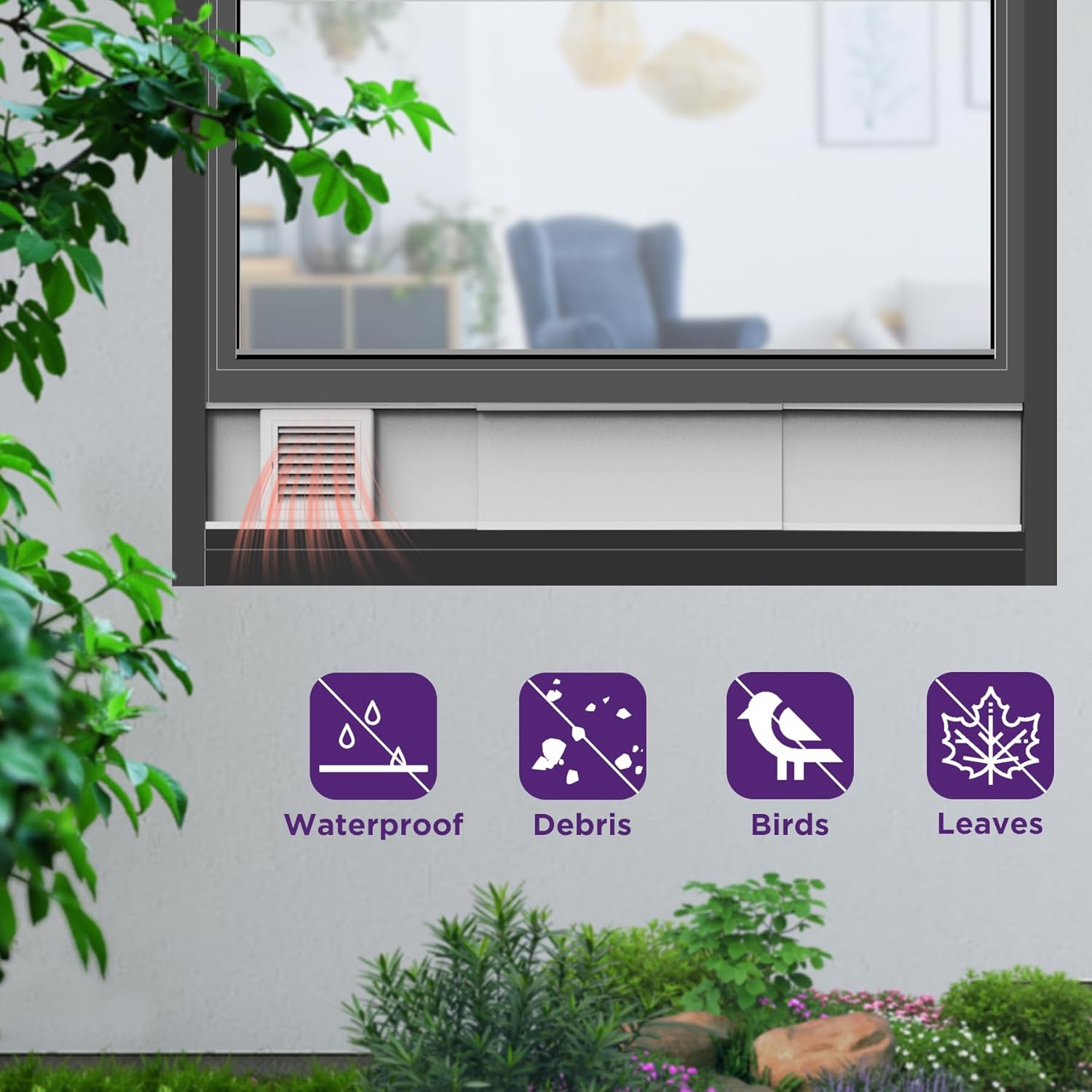 Dryer Vent Window Kit with 4 inch Dryer Vent Duct Hose & Exhaust Vent Cover,Adjustable Dryer Vent with 1 Clamps & Aluminum Foil Tape