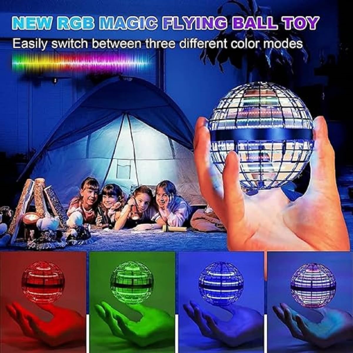 Magic Flying Orb Ball Toy | 360° Rotating Hand-Controlled Boomerang Spinner | USB Rechargeable RGB LED Hover Ball for Kids & Adults | Safe, Lightweight & Fun Gift (Multi-Color) — Amazon image 2