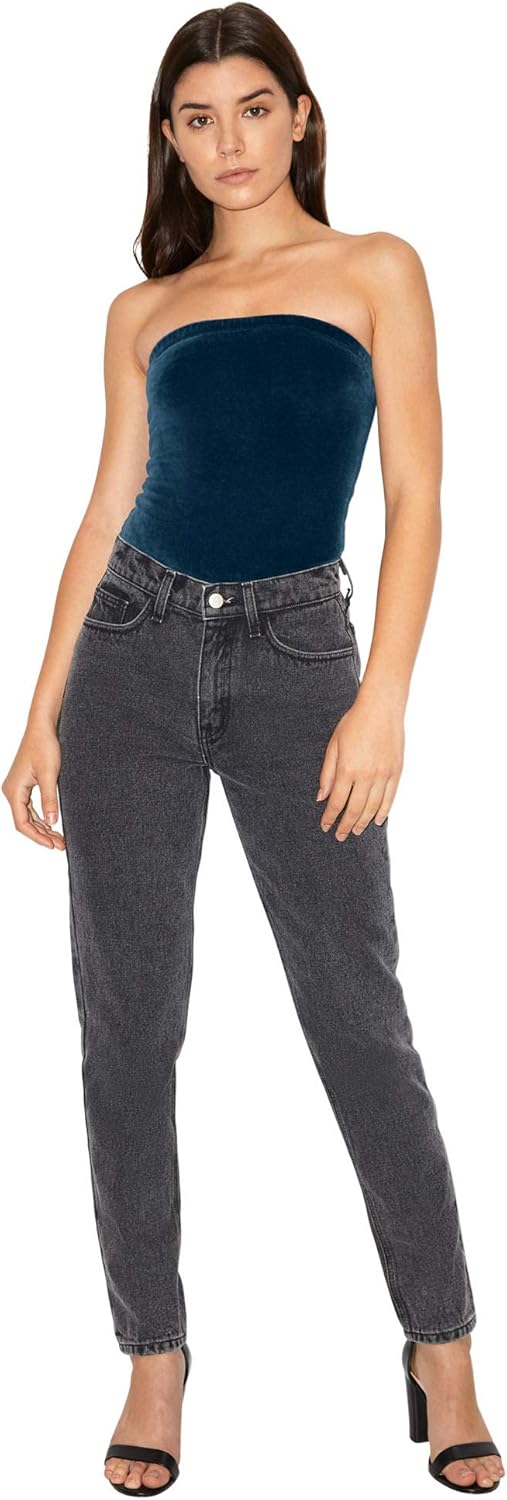 American Apparel Women's Stretch Velour Strapless Bodysuit