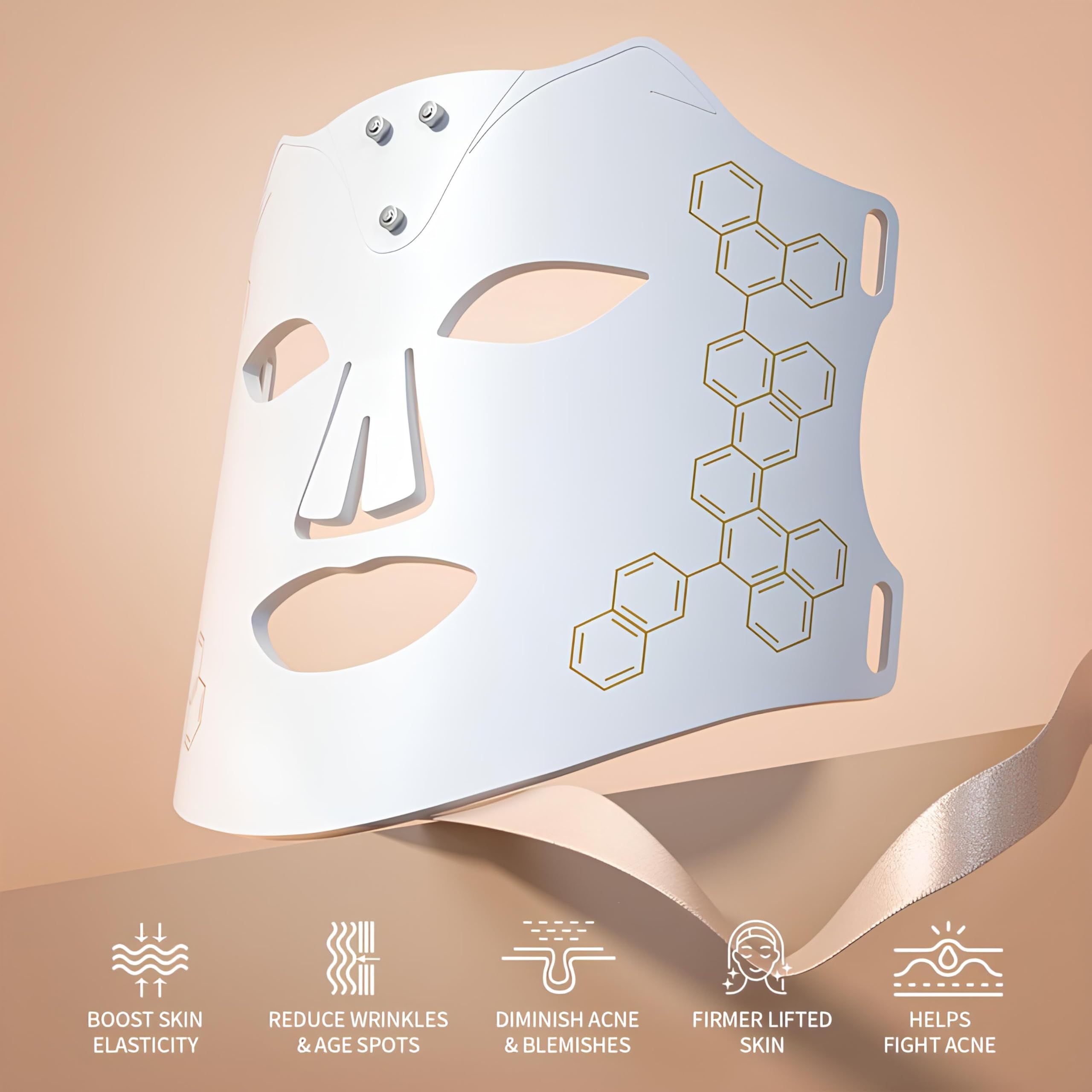 Cool-i ® LED-Gesichtsmaske mit 4 Lichtfarben – Kabellos, tragbar – Für ergänzende Hautpflege mit Rot-, Blau-, Infrarot- & Gelblicht – Aus Silikon, 10-Minuten-Timer,FDA/HSA