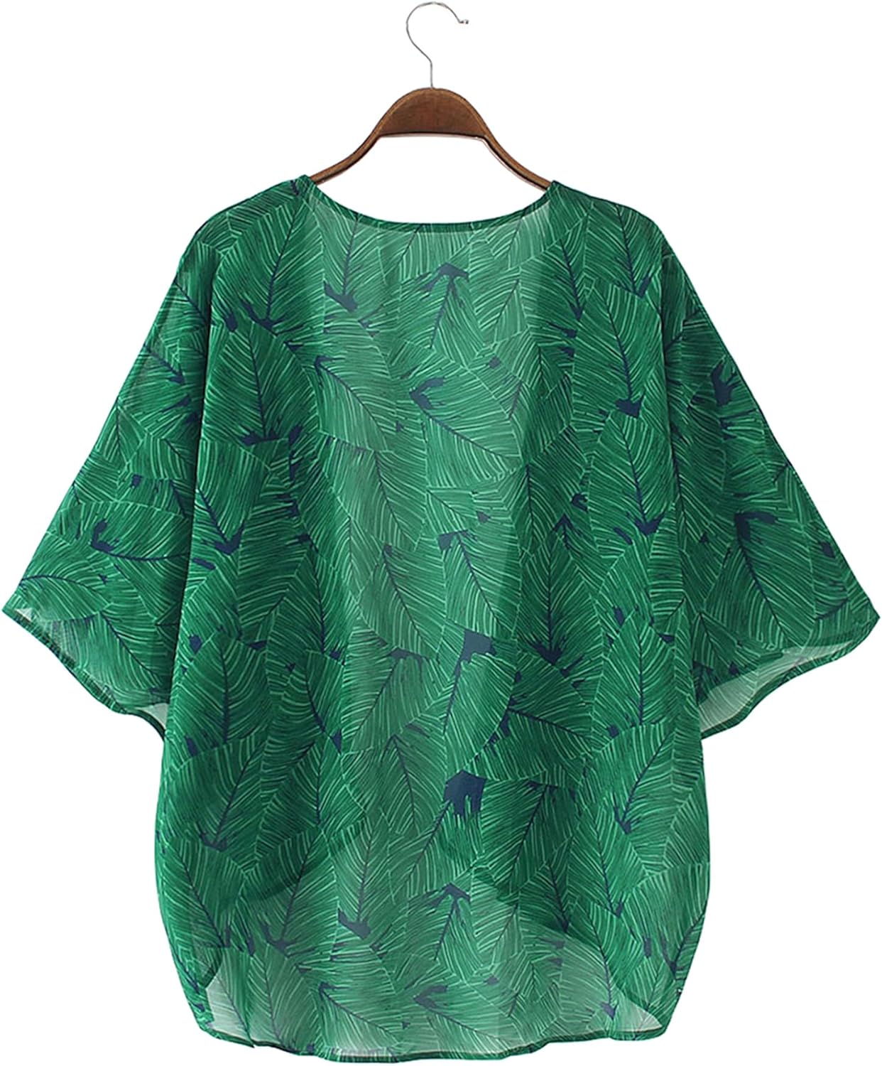 Chunoy Women Floral Beach Wear Cover Up Chiffon Kimono Cardigan Open Front Blouse Top - Image 6