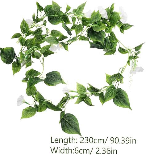 Miniatura 8 de VILLCASE Guirnalda de vid blanca artificial de la gloria matutina simulada decoración de flores de vid para decoración del hogar de boda al aire