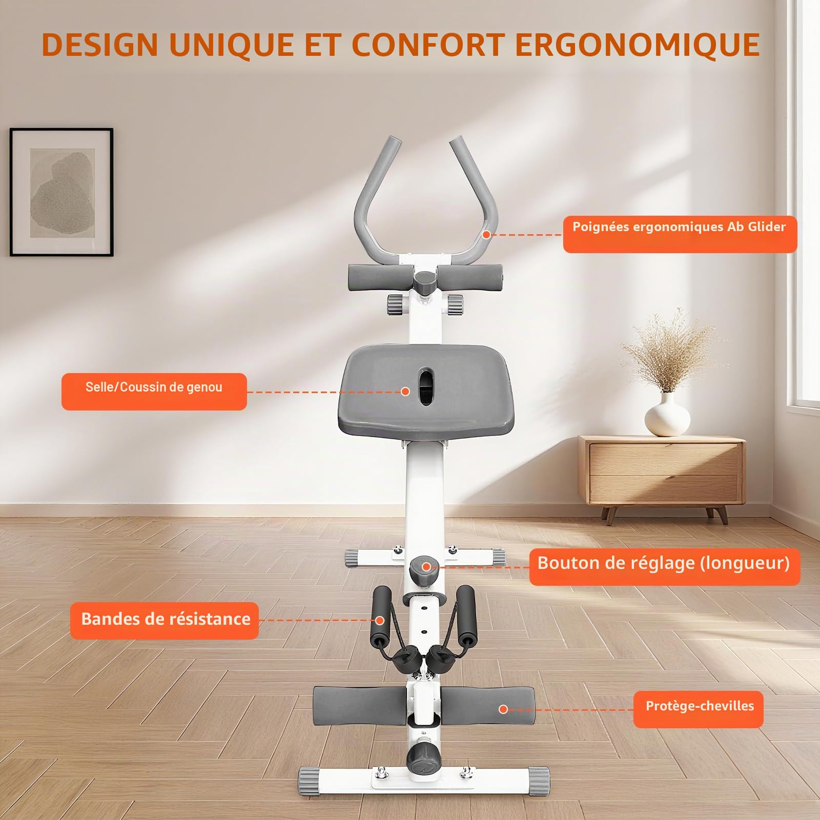 Rameur pour la maison, équipement d'exercice 4 en 1, rameur de fitness pliable, machine de presse de jambes/machine abdominale/chaise romaine, équipement d'intérieur pour salle de sport à domicile