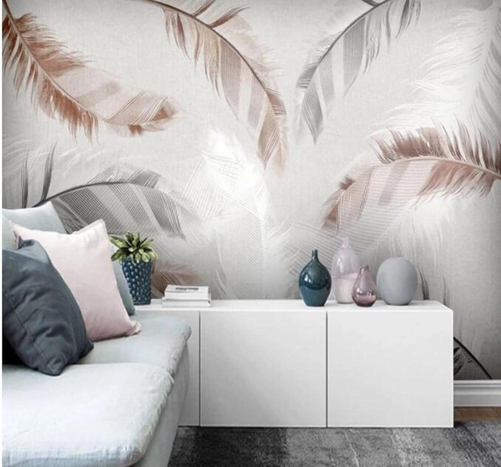 XLMING Abstract Minimalist Hand Painted Watercolour Feathers 3D Wallpaper Luxury Home Dining Decor Paste Sofa Living Room The Wall for Bedroom Mural-300cm×210cm