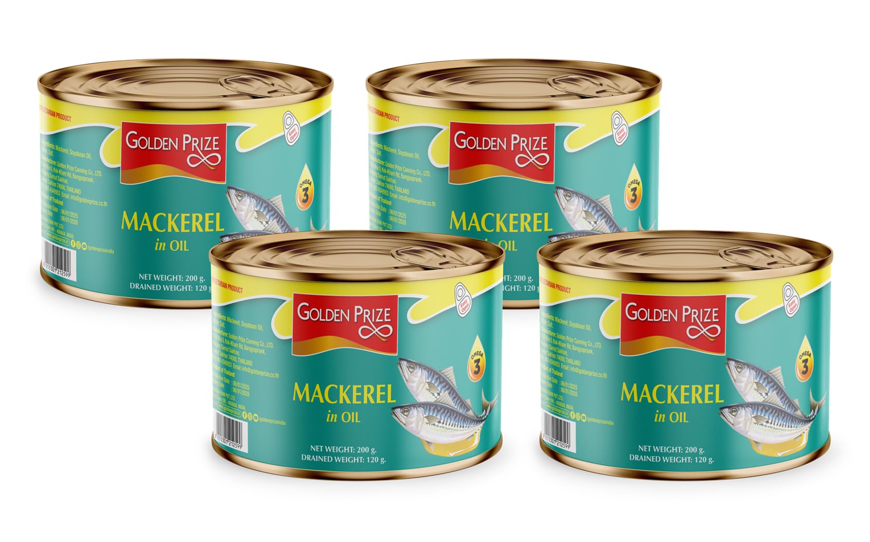 Golden Prize Mackerel In Oil, 200 g(Pack of 4)