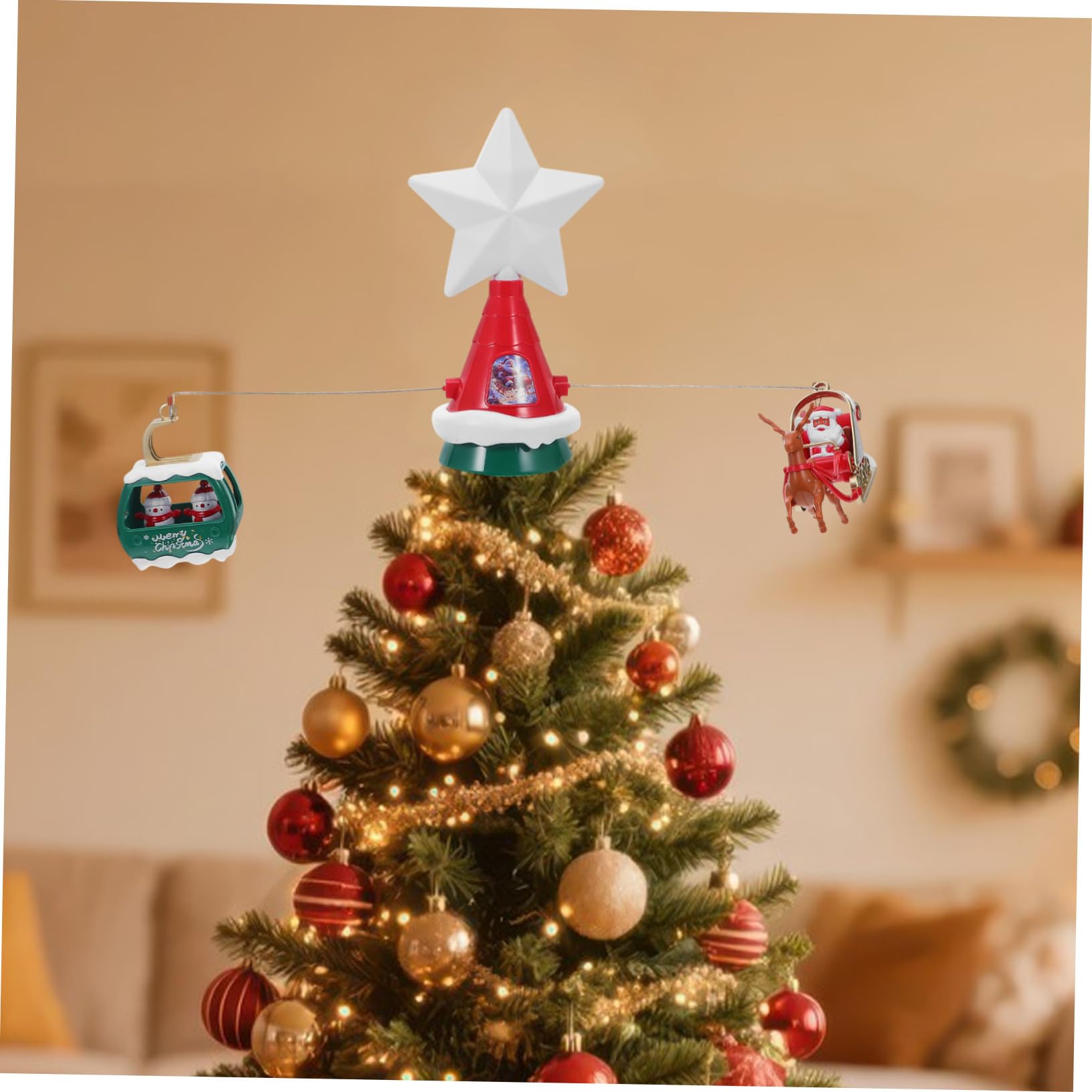 Stella Rotante per Decorazioni Natalizie con Luce LED e Musica per Feste