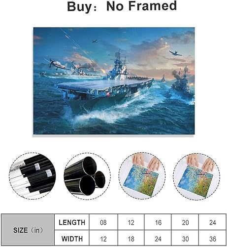 Miniatura 2 de Póster de lienzo de guerra militar de la Segunda Guerra Mundial de batalla naval 17, decoración de dormitorio, paisaje deportivo, oficina,