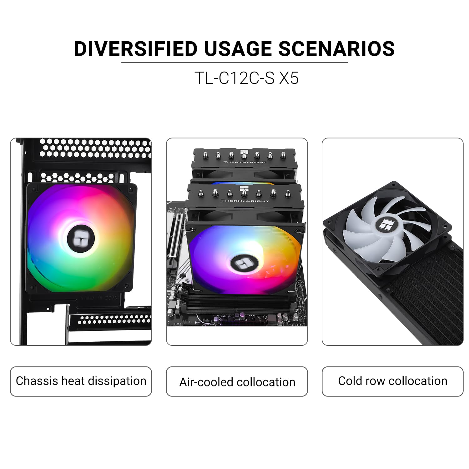 Thermalright TL-C12C-S X5 - Ventilador de aire de CPU, ventilador silencioso de 120 mm, con rodamiento S-FDB, refrigeración de PC de velocidad de hasta 1550 rpm, paquete de 5