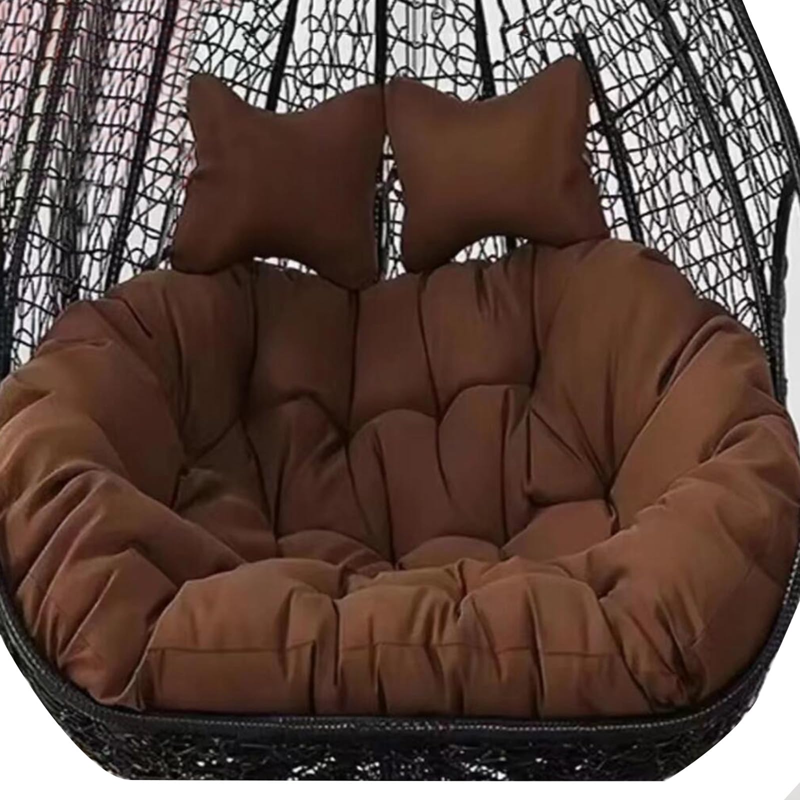 Doppelter Hängesessel für den Außenbereich, mit Kissen, 2-Sitzer-Schaukelkorb, Hängematte, Stuhl, Ersatz, Braun, 170 x 120 cm