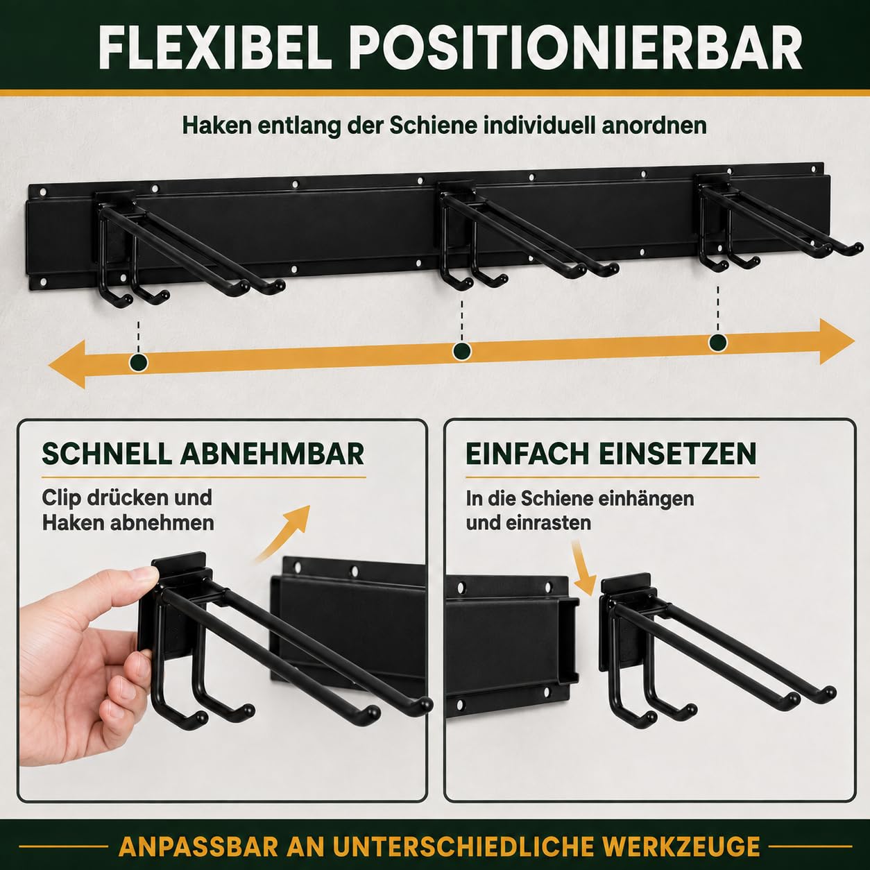DGSL Soporte para herramientas de jardín de acero de alta resistencia, soporte de pared para garaje, ahorro de espacio, estante de almacenamiento para escobas, fregonas, palas, herramientas de jardín