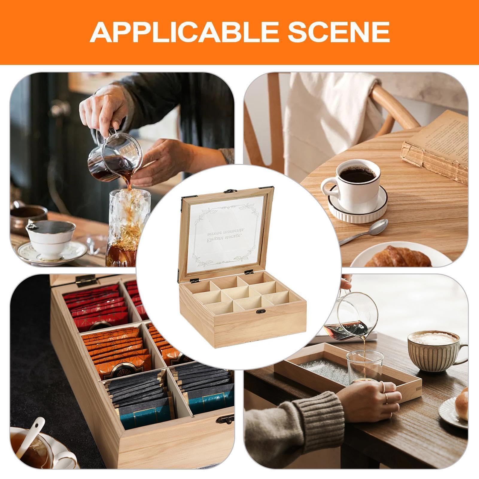 De Té De Madera Organizador De Bolsitas De Té Con 9 Compartimentos | Contenedor Decorativo Para Infusiones - Regalo Para Amigos, Pareja Y Compañeros De Trabajo