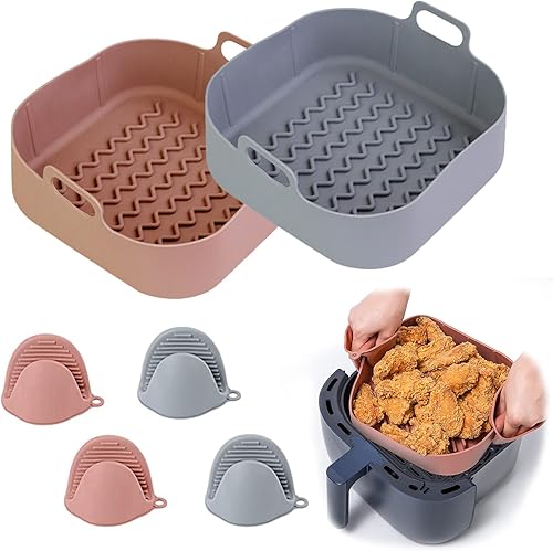 Miniatura 1 de 2 piezas de revestimiento de silicona para freidora de aire cesta cuadrada accesorio de freidora de aire de fácil limpieza reemplazo de forro de