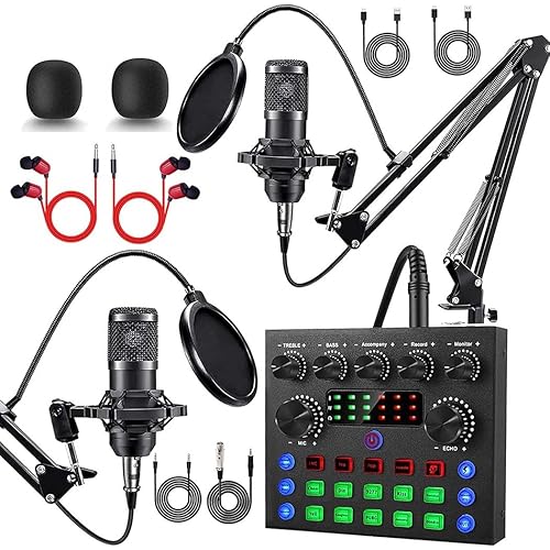 ALSO GO Podcast Equipment Bundle for 2, V8s Voice Changer & BM-800 Podcast Microphone, Recording Studio Equipment for Podcasting, Live Streaming, Singing (PC, Mac, iphone, Mobile)
