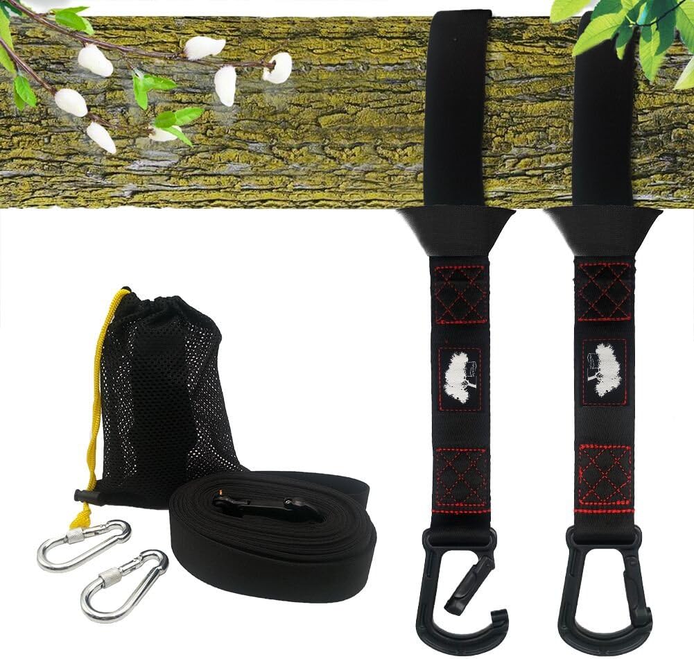 Hammock Chair Swing Straps Hanging Kit 5Ft Tree Swing Straps 2800+ LBS Heavy Duty 100% No Stretch Versatile Suspension System - Swing Rope Accessories Set Perfect for Tire and Saucer Swing