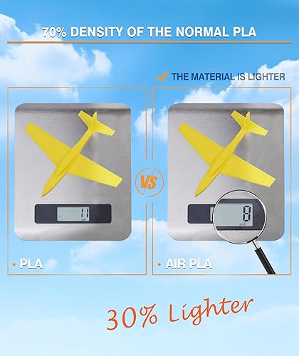 Miniatura 2 de OVERTURE Air Filamento PLA preespumado de baja densidad, ácido poliláctico ligero, carrete de cartón, 1.8 lbs (1.8 libras), precisión dimensional +-