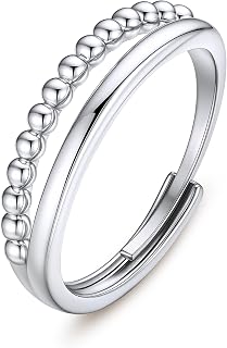 Turandoss Double Layer Adjustable Ring for Women, Ring 14K Gold Pad, Stackable Minimalist Jewelry for Daily and Special Occasions and Festive Gift for Family, Friends and Lovers