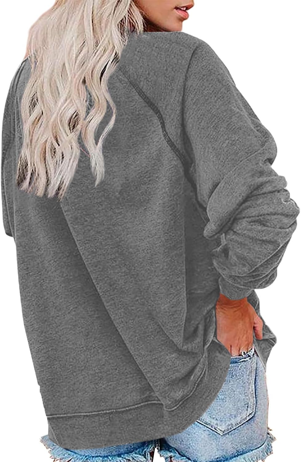 Vdnerjg Women's New York Letter Print Sweatshirt Crewneck Long Sleeve Casual Loose Fit Pullover Shirt - Image 2