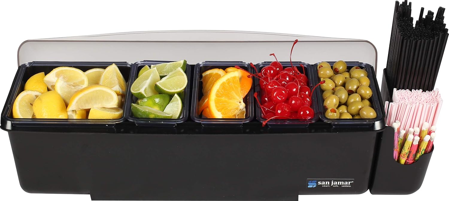 San Jamar Dome Plastic Garnish Center, 8 Pint - 5 Tray, Black : Home & Kitchen