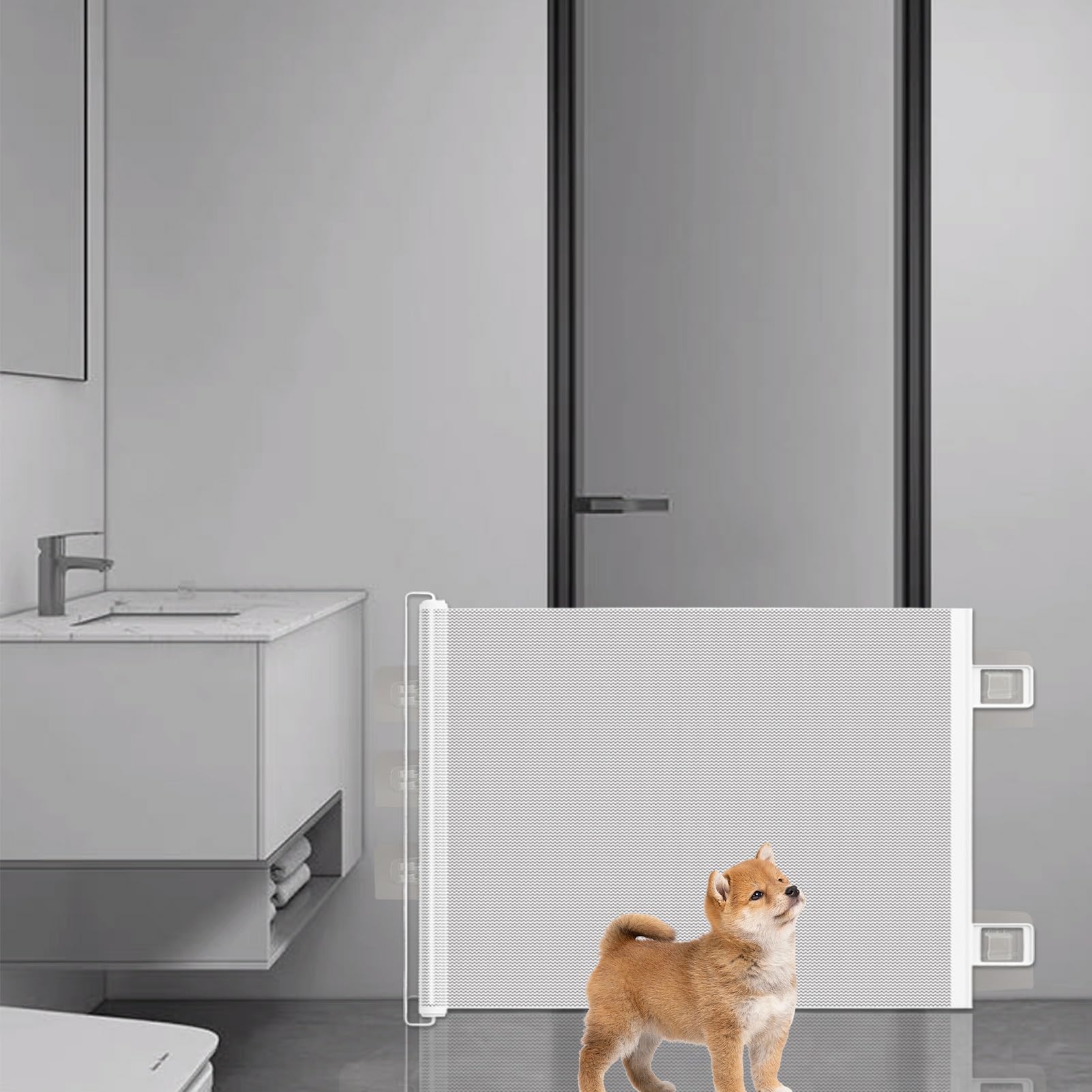 Cancello retrattile per cani da porta d'ingresso Schermo di sicurezza e | Cancello di sicurezza retrattile Interno Esterno Scale Casa Bambini Cuccioli Recinzione di Sicurezza a Riposo