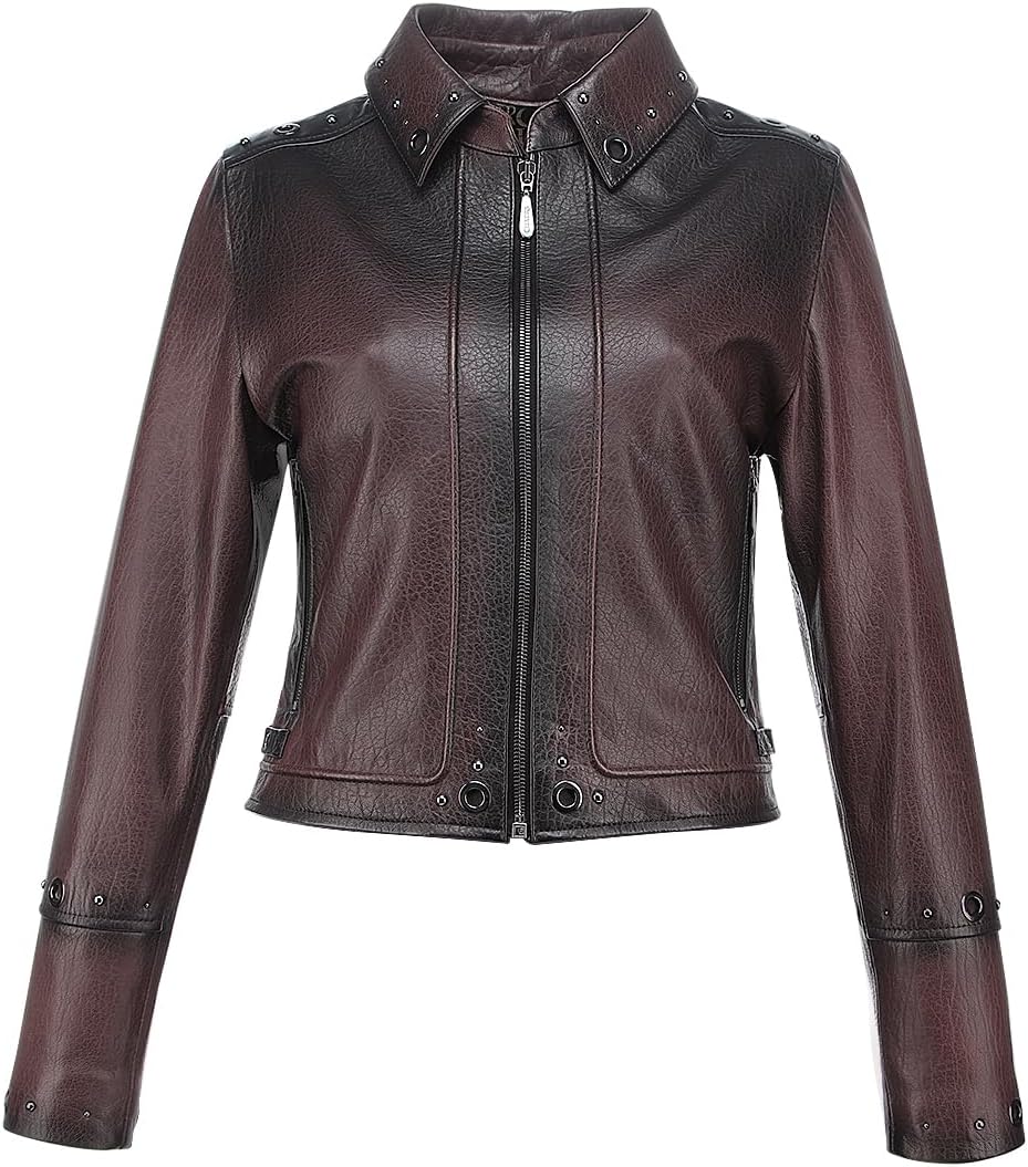 Cuadra Jacket for Women in Genuine Ovine Leather Chocolate