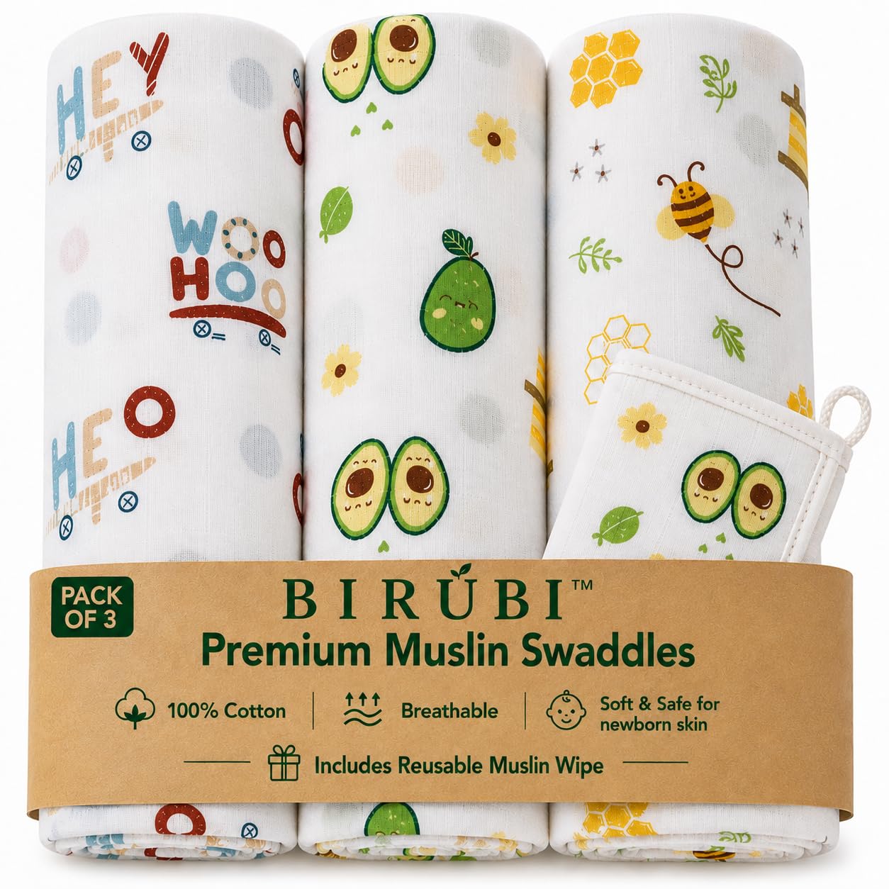 Muslin Swaddle Blanket Pack of 3 for New Born Baby | 120 GSM Premium Cotton Muslin | 100 x 100 cm | GOTS Certified | Breathable & Soft-image-15