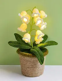Lâmpada Lírio do Vale, flor artificial de crochê com 10 pequenas luzes noturnas, presentes fofos para mulheres, esposa, namorada, aniversário, Natal, Dia dos Namorados, Dia das Mães