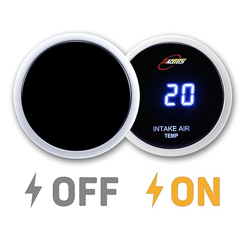 Miniatura 2 de RACETECH Medidor de temperatura del aire de admisión eléctrica (IAT) de 2.047 in (2-116 pulgadas), pantalla LED digital azul Fahrenheit - Incluye