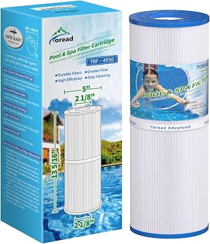 TOREAD TRF-4950 Spa Filter Replaces Unicel C-4950, Pleatco PRB50-IN, Guardian 413-212-02, Filbur FC-2390, 373045, 03FIL1600, 17-2380, Jacuzzi J210/J220/J235/J245/J275, 5X13 Hot Tub Filter, 1Pack