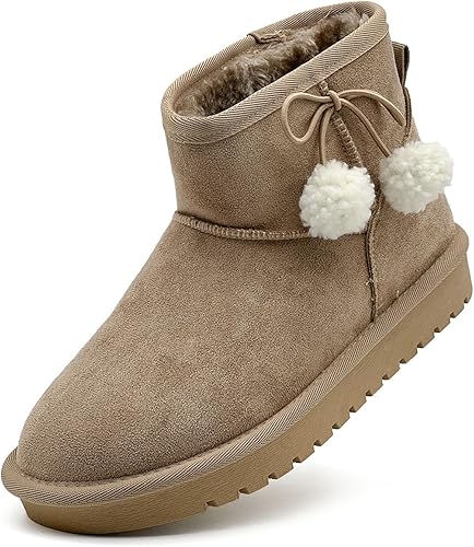 xinlanlin Girls Boots Kids Winter Snow Boots Faux Fur Lined Short Boots Fuzzy Wa