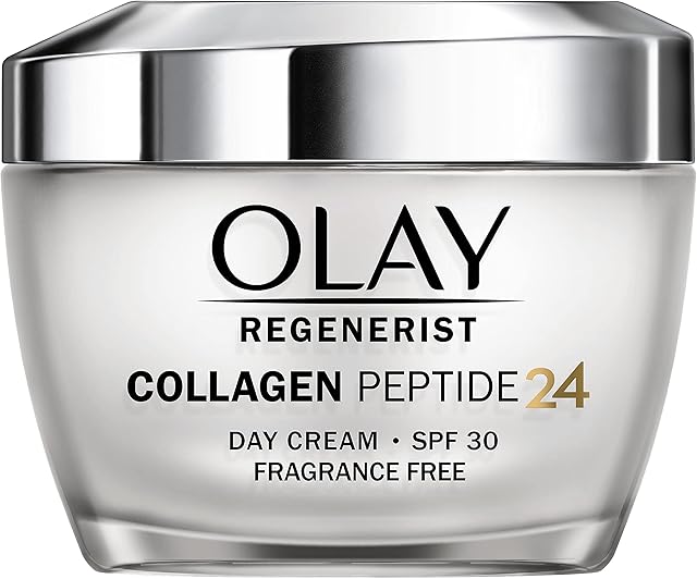 Olay Collagen Peptide 24 Moisturiser 50ml, Face Cream with SPF 30 Protection + Collagen Peptide & Vitamin B3, Instantly Hydrates for 24H
